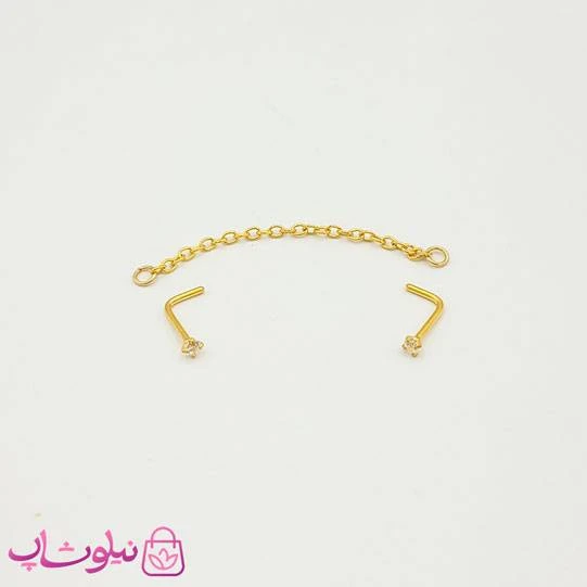 پیرسینگ بینی زنجیردار طلایی کد 892
