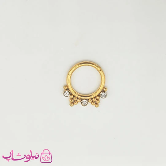 پیرسینگ بینی یا گوش استیل نگیندار طلایی