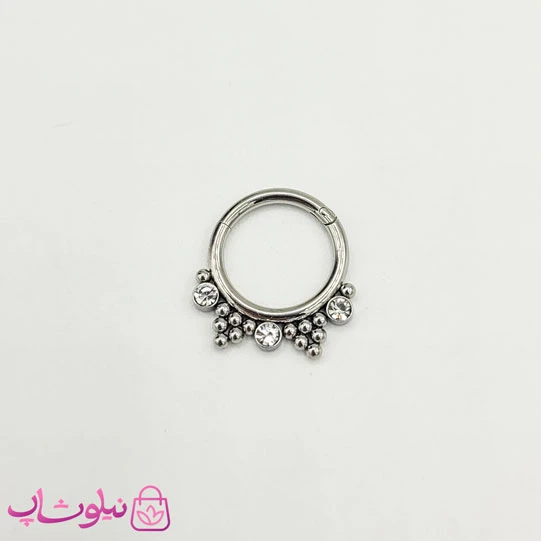 پیرسینگ بینی یا گوش استیل نگیندار نقره ای