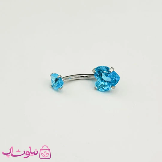 پیرسینگ ناف با نگین قلبی آبی روشن کد 698