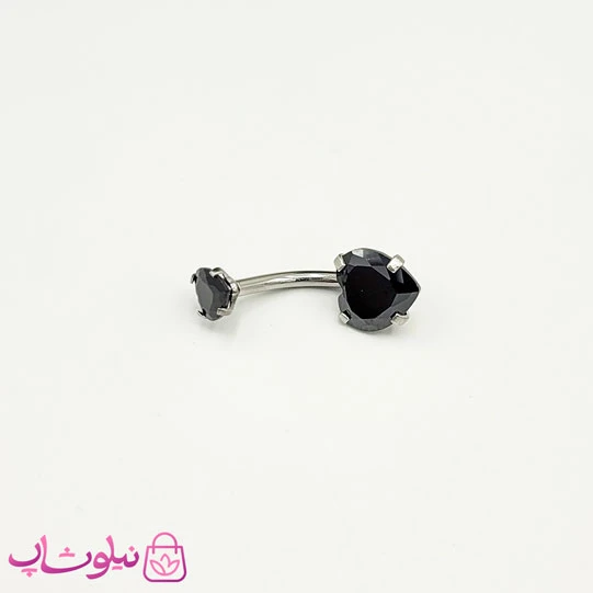 پیرسینگ ناف با نگین قلبی مشکی کد 698