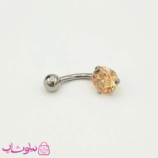 پیرسینگ ناف با نگین نارنجی روشن کد 891