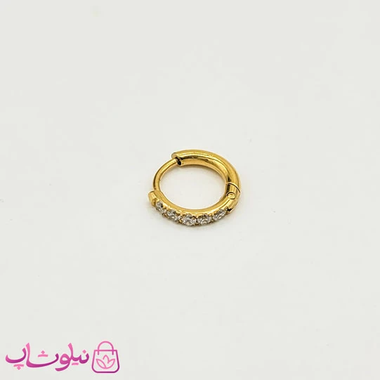 پیرسینگ گوش حلقه ای طلایی نگیندار قطر 11 میل کد 891