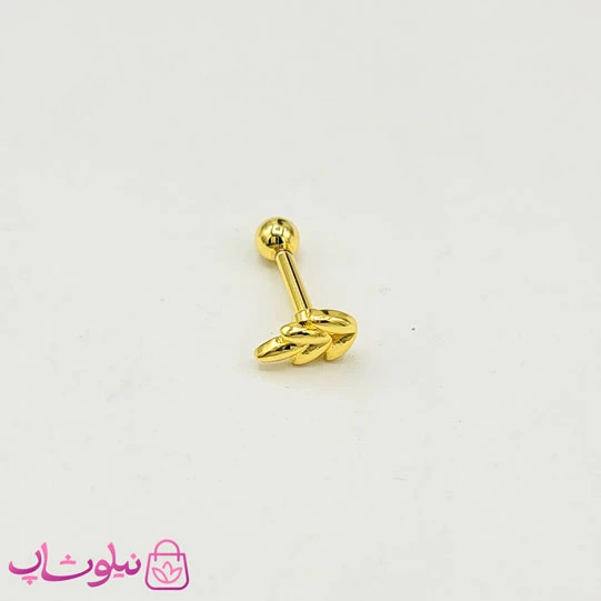 پیرسینگ گوش طرح برگ طلایی کد 892