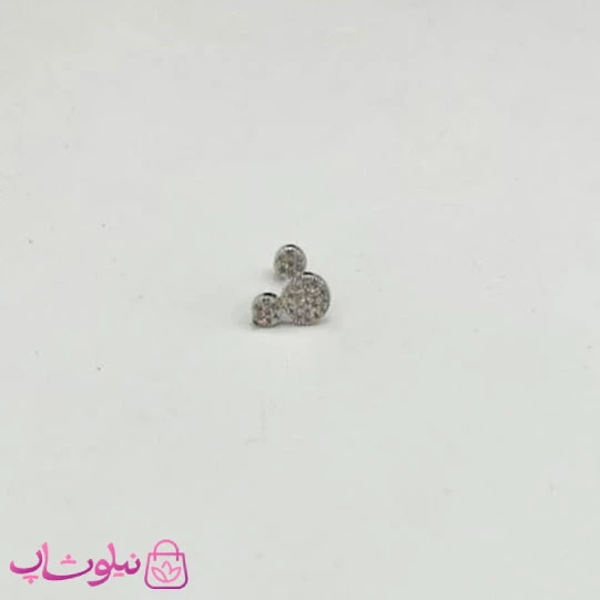 پیرسینگ گوش طرح خرس نگیندار نقره ای کد