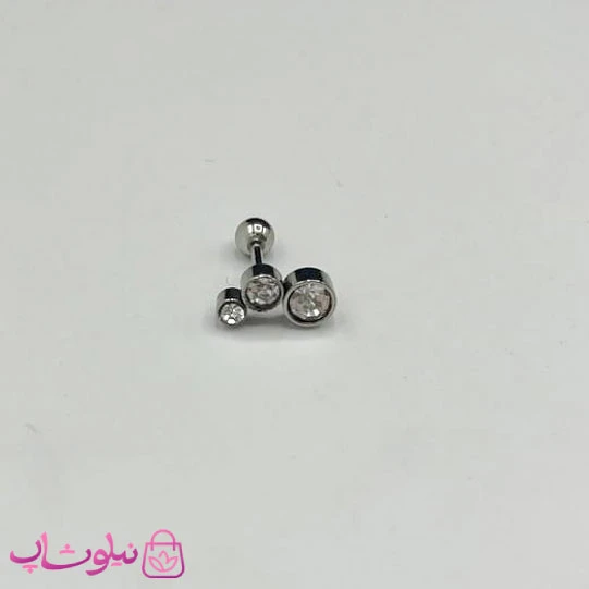 پیرسینگ گوش طرح سه نگین دایره ای کد 31