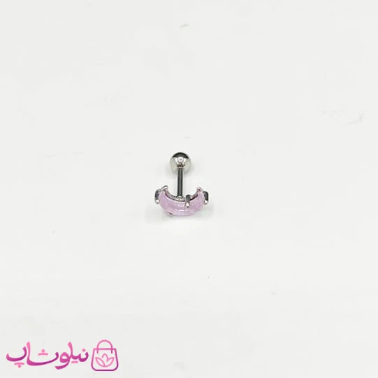 پیرسینگ گوش طرح ماه بنفش شفاف کد 598