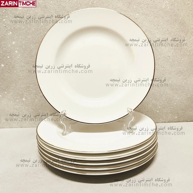 پیش دستی میوه خوری چینی زرین مدل سمن لب نقره ای