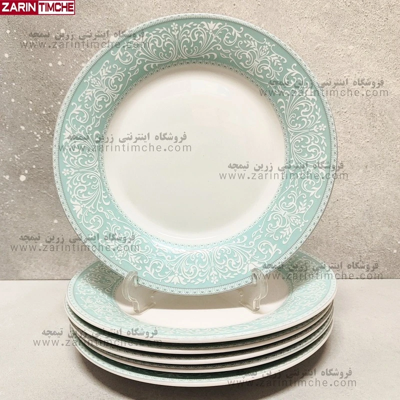 پیش دستی میوه خوری چینی زرین مدل ورونا فیروزه ای