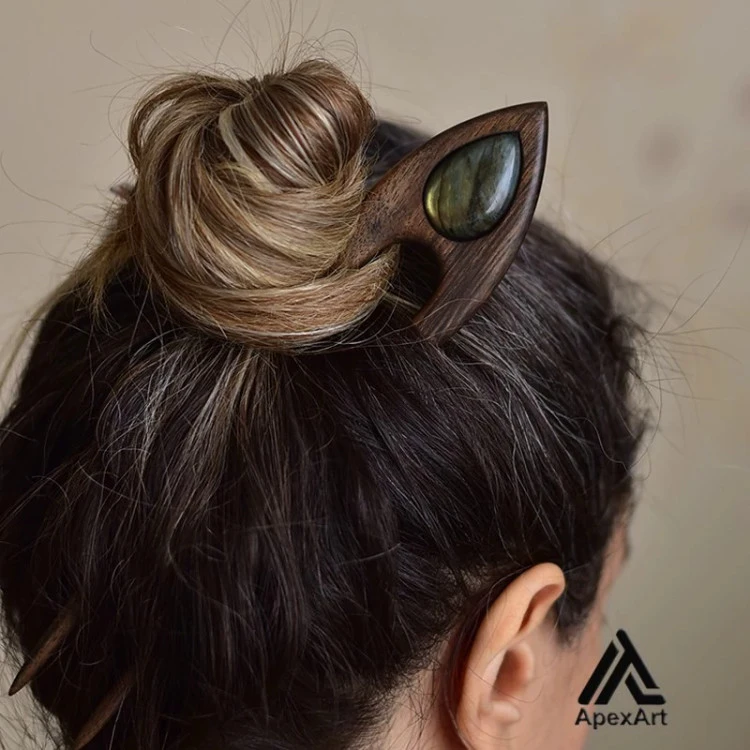 پین چوبی مو طرح اشک