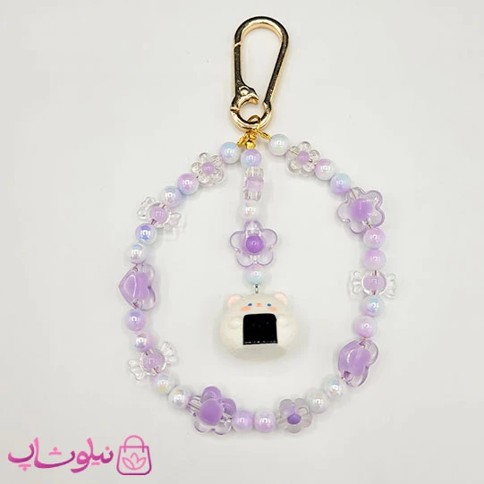 چارم بگ فانتزی دستساز برند N&SH با رنگ بنفش و آویز خرس سفید کد 250