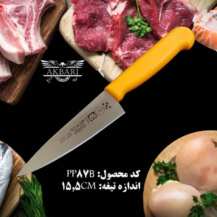 چاقو آشپزخانه اکبری مدل pp87b با تیغه فولاد ضد زنگ