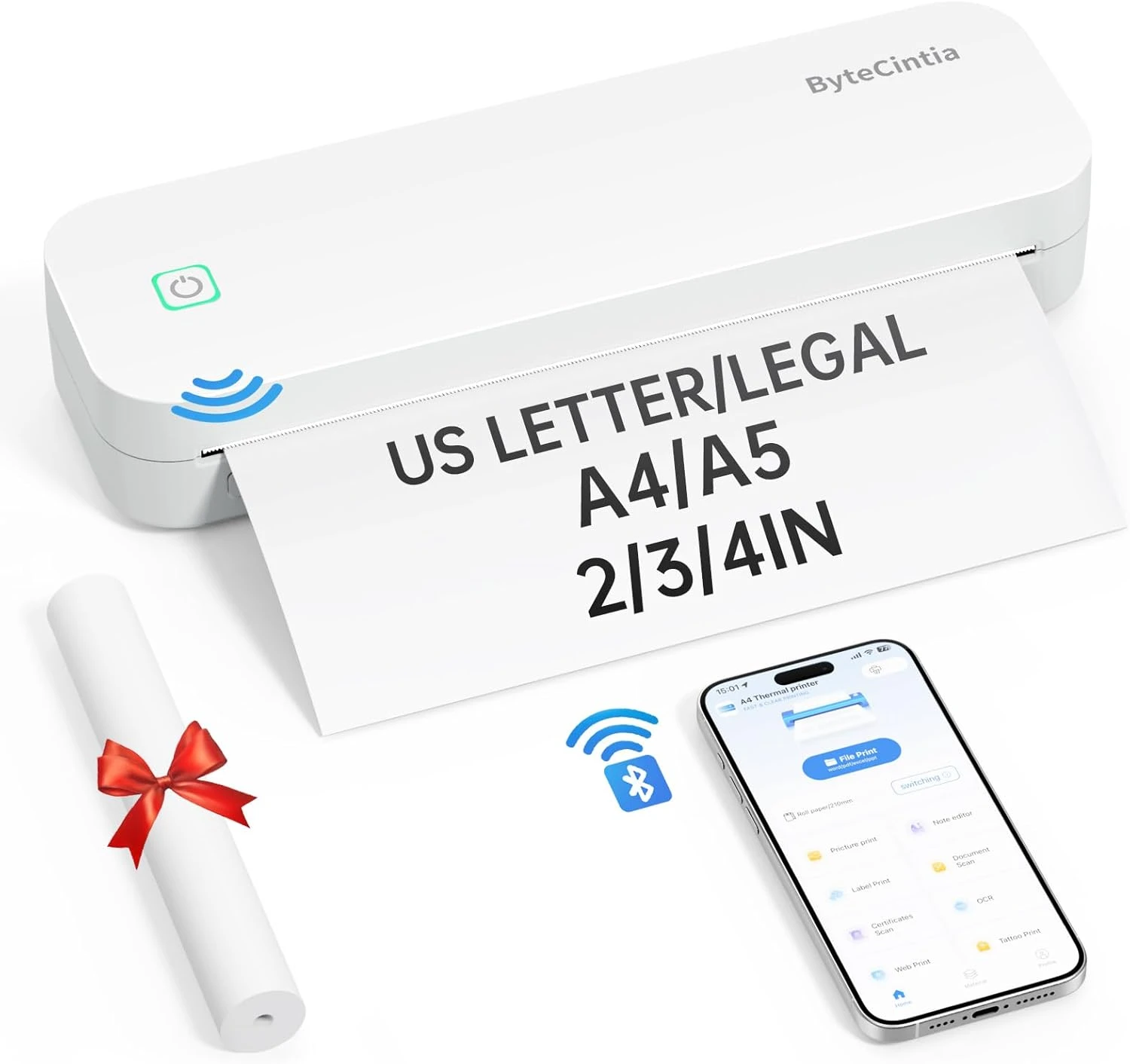 چاپگر قابل حمل ByteCintia مدل D80 با اتصال بلوتوث و فناوری حرارتی (مناسب مسافرت و استفاده در دفتر)