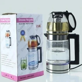 چای ساز دسینی مدل DR-6001 کتری ۲ لیتری قوری ۱ لیتری با فیلتر استیل چایساز پیرکس
