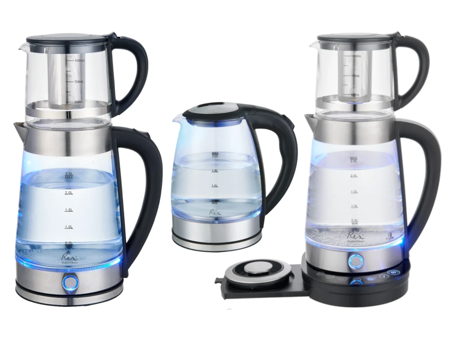 چای‌ساز رکس مدل VS-T2500 | کتری 2.5 لیتر و قوری شیشه‌ای 1 لیتر با قدرت 1800 وات