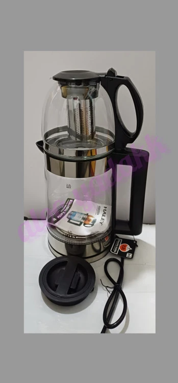 چای‌ساز شیشه‌ای روی همی HALEY مدل HY-8924 (طراحی مدرن و عملکرد سریع)