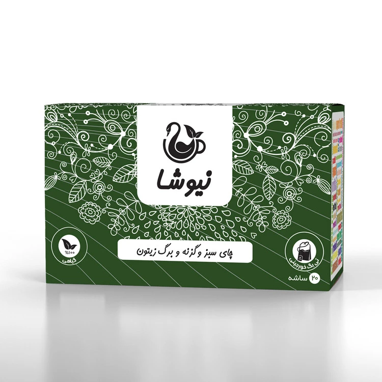 چای سبز و گزنه وپرگ زیتون مدل نیوشا 20تی پک