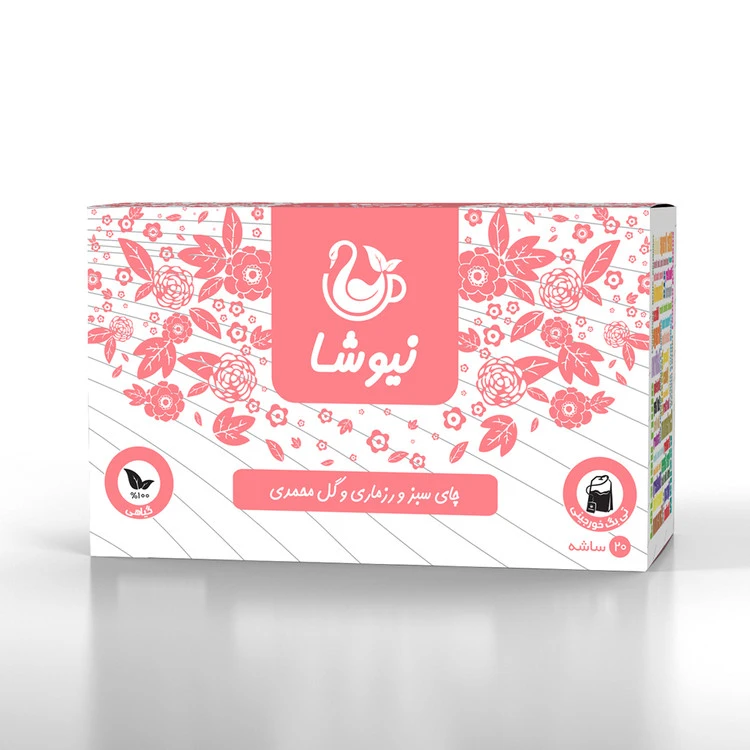 چای سبز ورزماری و گل محمدی مدل نیوشا 20تی بک
