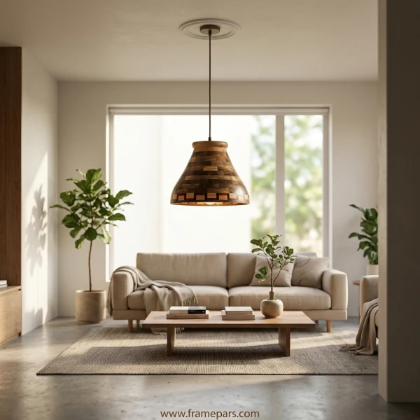 چراغ آویز چوبی لایه چینی