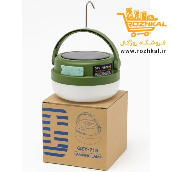 چراغ خورشیدی کمپینگ چند کاره ضد پشه و پاور بانک دار ۱۰۰ وات مدل GZY-718