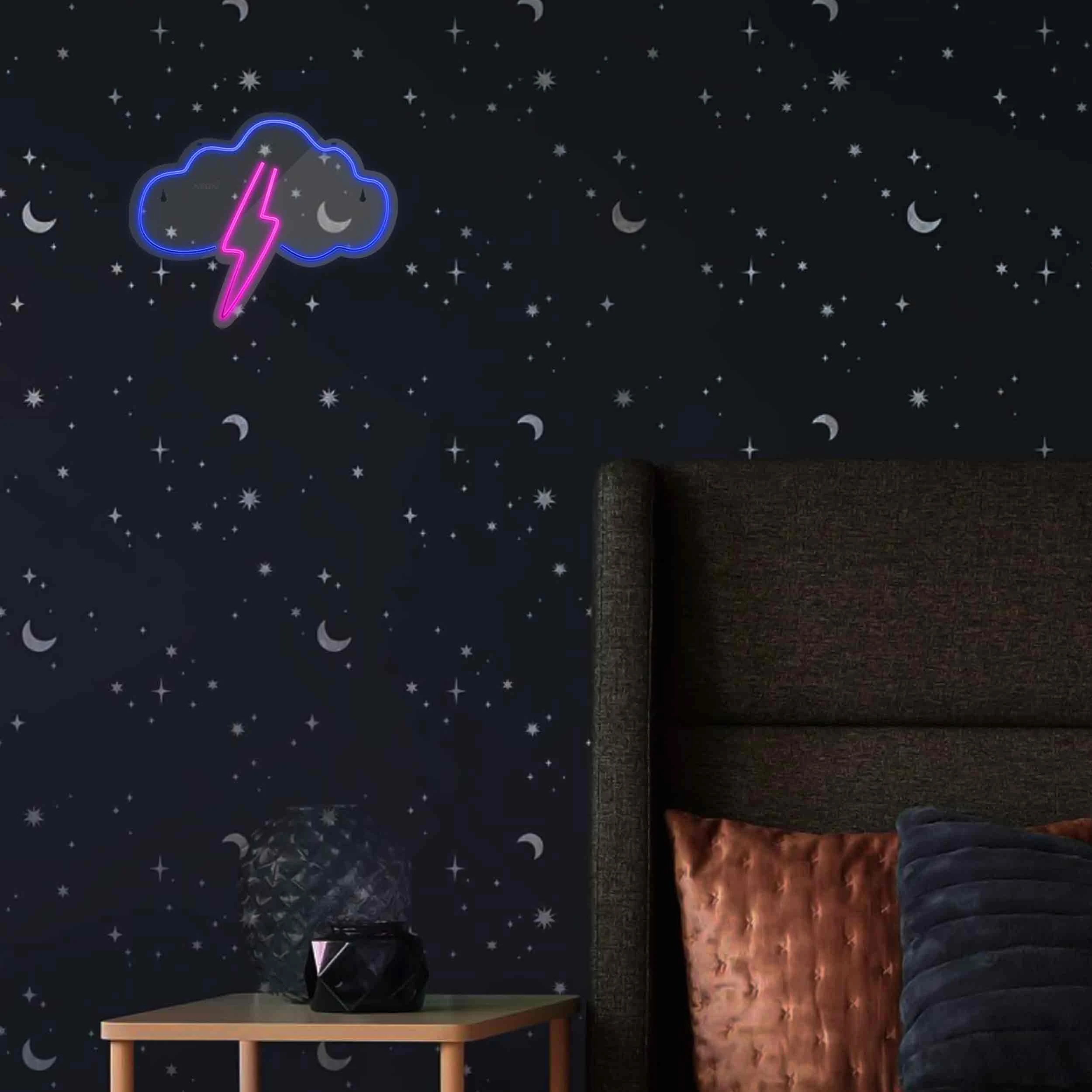 چراغ دیواری نئون دیزاین طرح Cloud-Vs-Lightning_MLC