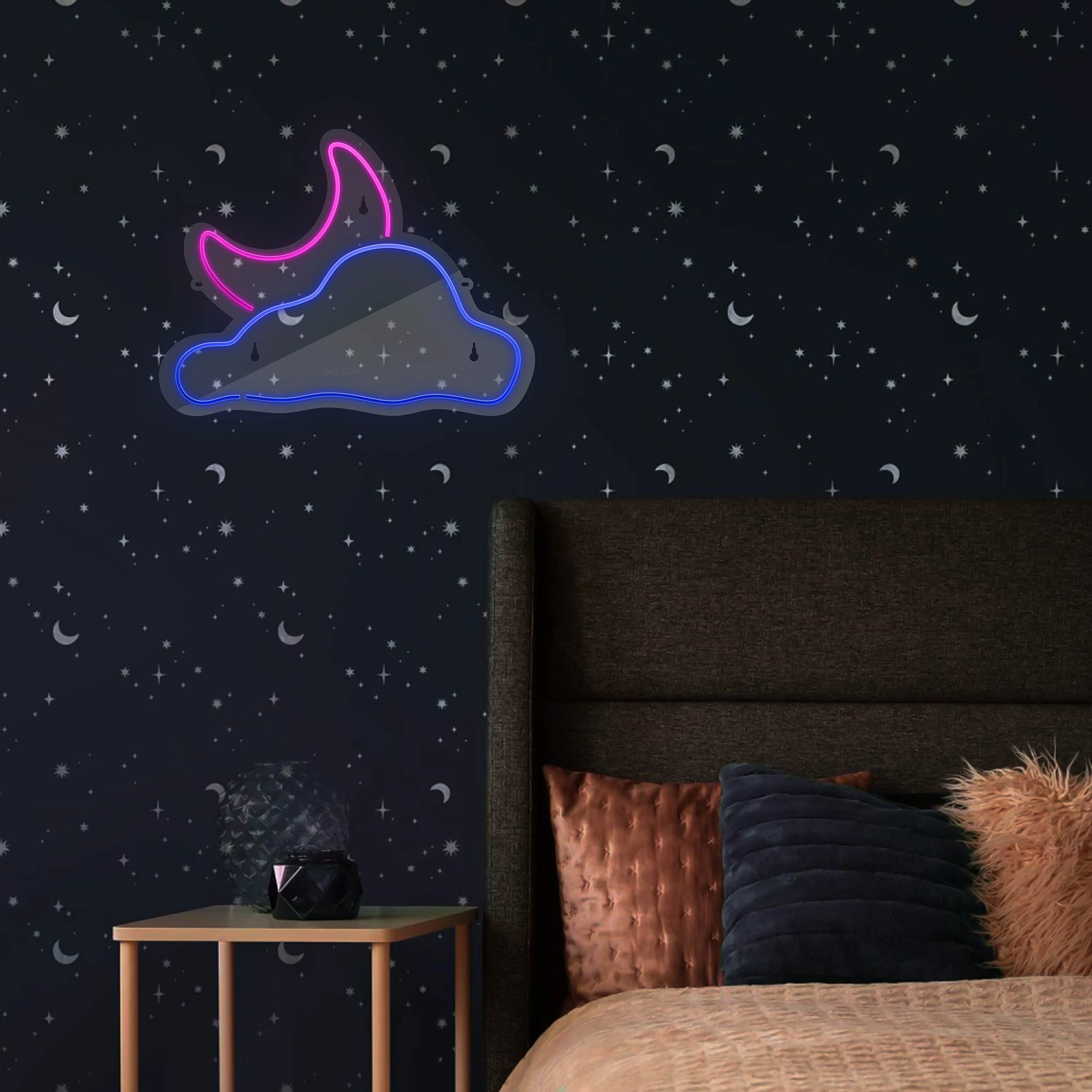 چراغ دیواری نئون دیزاین طرح Cloud-Vs-Moon_MLC*284