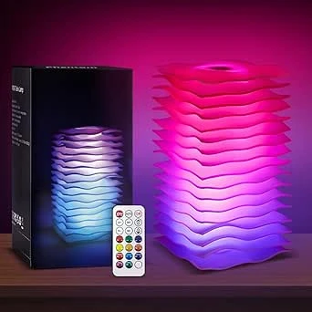 چراغ رومیزی موج‌دار RGB مدل GIMURM Flowing Light با نور 12 رنگ و باتری شارژی | آمازونیکس