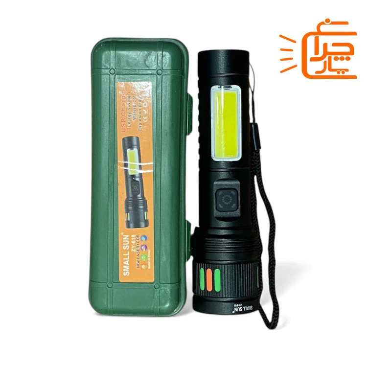 چراغ قوه زوم دار پلیسی شارژی مدل ZY-618 اسمال سان (اصلی) small sun با قدرت ۸۰۰ لومن