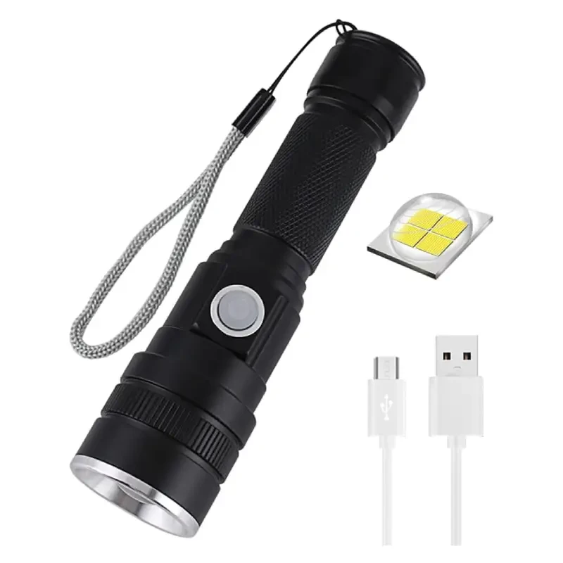 چراغ قوه شارژی USB P50 مدل 6000 Lumen، ضد آب، مناسب کمپینگ و کوهنوردی