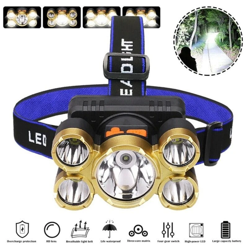 چراغ قوه پیشانی هدلایت شارژی High Power Headlamp پنج لامپ