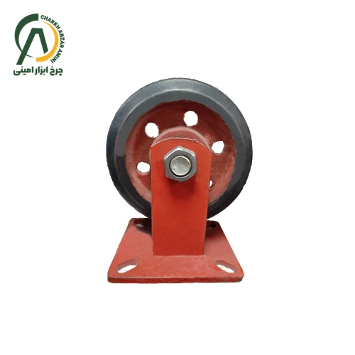 چرخ آهنی لاستیکی قرمز A ثابت قطر 200 میلی متر