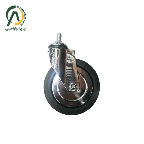 چرخ بیمارستانی آبکاری کروم پیچی گردان قطر 75 میلی متر