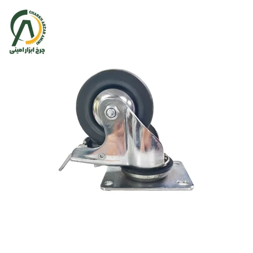 چرخ بیمارستانی آبکاری کروم گردان ترمزدار قطر 75 میلی متر