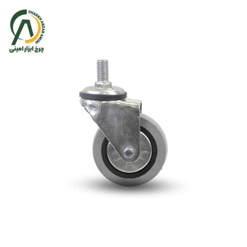 چرخ بیمارستانی طوسی پیچی گردان قطر 75 میلی متر