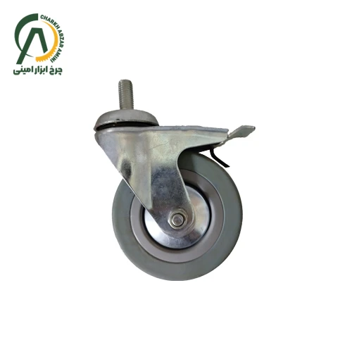 چرخ بیمارستانی وارداتی پیچی گردان ترمزدار قطر 100 میلی متر