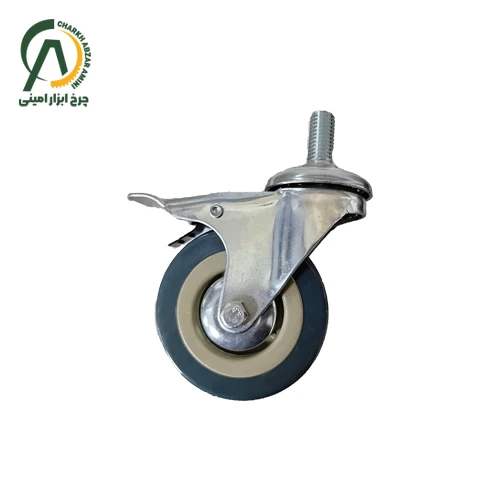 چرخ بیمارستانی وارداتی پیچی گردان ترمزدار قطر 75 میلی متر