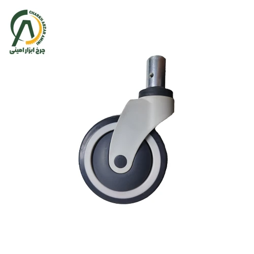 چرخ بیمارستانی پی وی سی دور آبی پینی گردان قطر 125 میلی متر