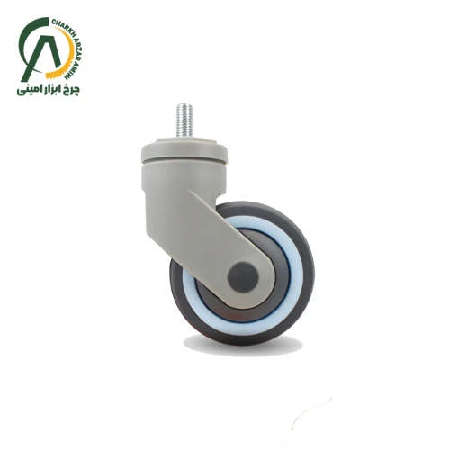 چرخ بیمارستانی پی وی سی دور آبی پیچی گردان قطر 75 میلی متر