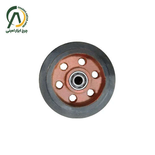 چرخ تک چدن لاستیکی قرمز A قطر 200 میلی متر