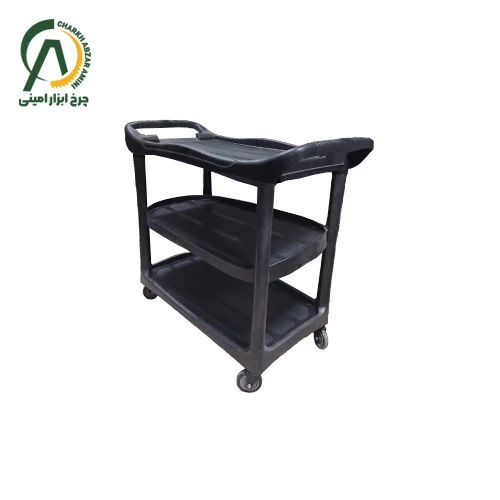 چرخ دستی (ترولی) حمل غذا 3 طبقه تخت پلاستیکی درجه یک