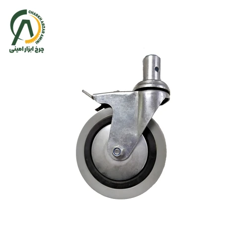 چرخ فروشگاهی H پینی گردان ترمزدار قطر 100 میلی متر