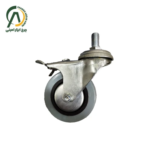 چرخ فروشگاهی بوشی H پیچی گردان ترمزدار پیچ 10 قطر 55 میلی متر