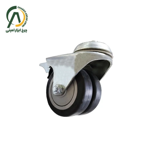 چرخ فروشگاهی دوقلو B آلن خور گردان ترمزدار قطر 75 میلی متر