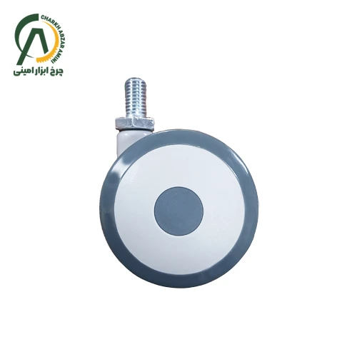 چرخ فروشگاهی دوقلو پلاستیکی H پیچی گردان قطر 75 میلی متر