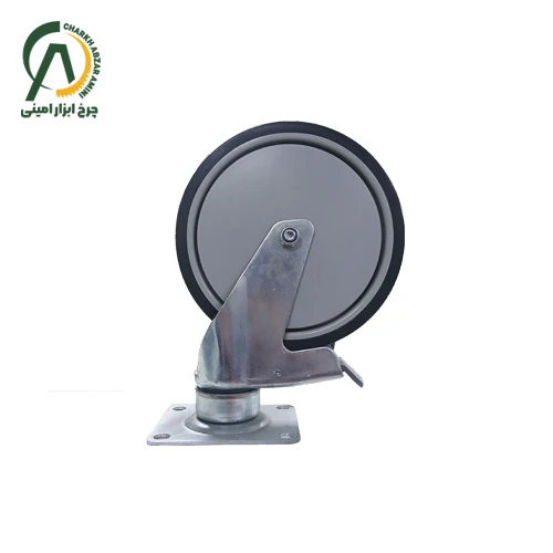 چرخ فروشگاهی کف بلبرینگ B گردان ترمزدار قطر 200 میلی متر