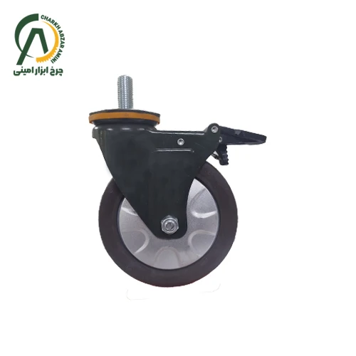 چرخ ورقی S108 پیچی گردان ترمزدار قطر 150 میلی متر