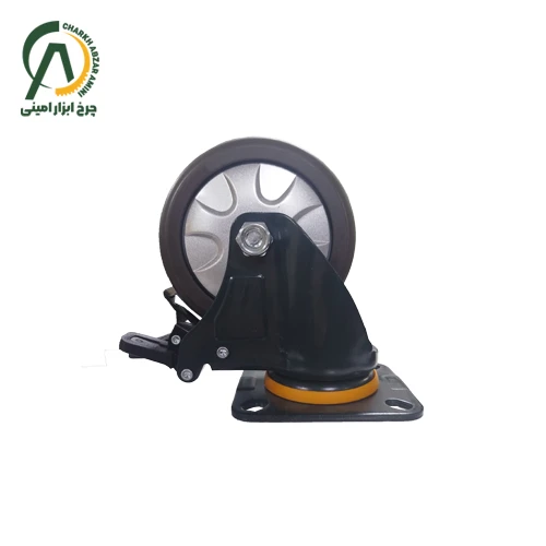 چرخ ورقی S126 گردان ترمزدار قطر 125 میلی متر