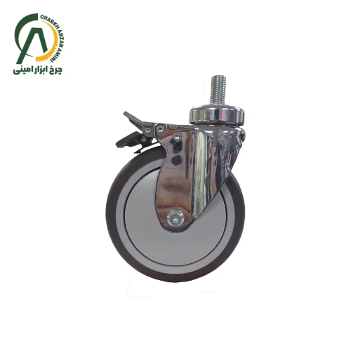چرخ پلی آمید S147 پیچی گردان ترمزدار قطر 50 میلی متر