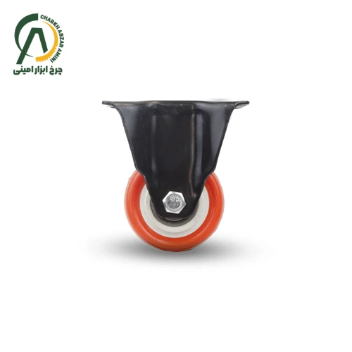 چرخ پلی آمید نارنجی وارداتی پایه مشکی ثابت قطر 50 میلی متر