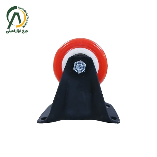 چرخ پلی آمید نارنجی پایه مشکی ثابت قطر 40 میلی متر